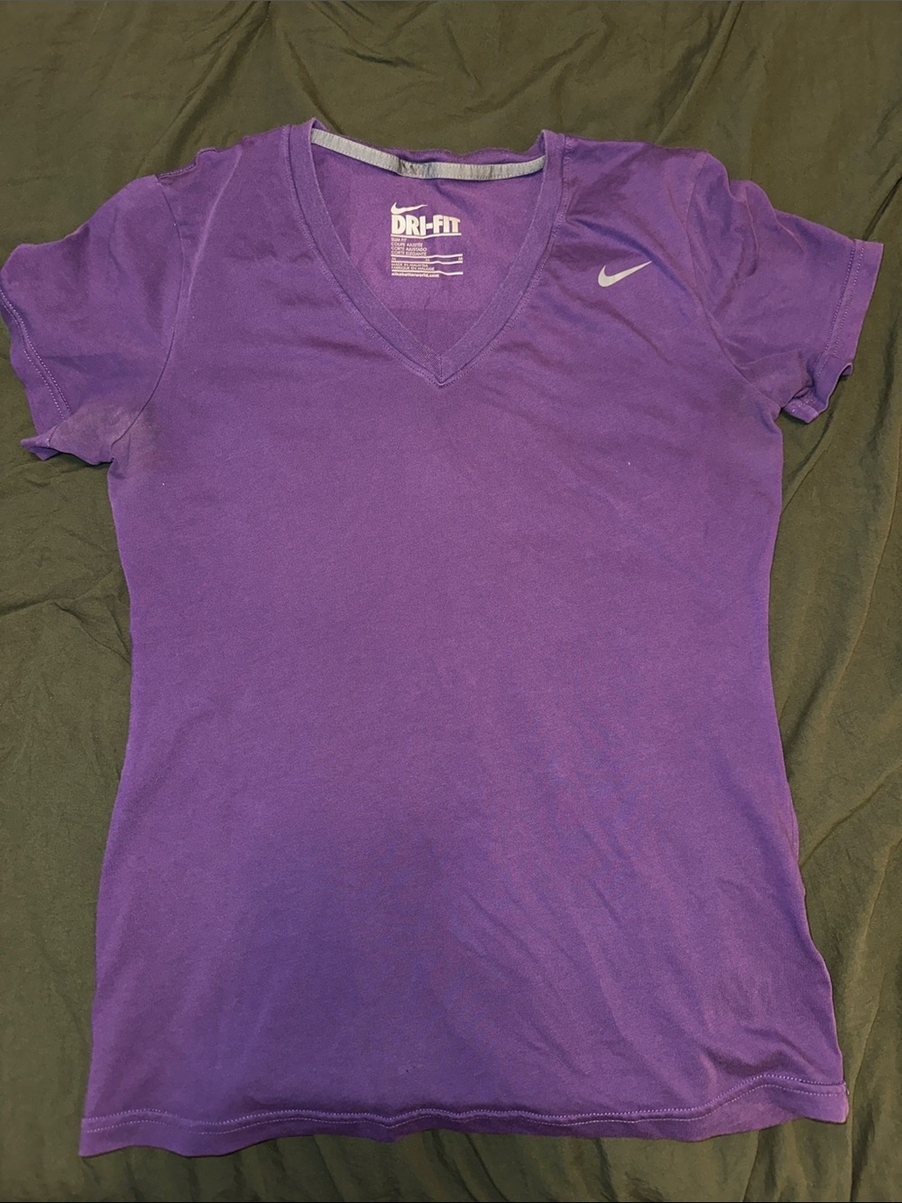 Nike Purple V-Neck Dri-FIT Short Sleeve Tee